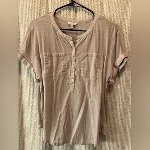 Lucky Brand Beige Button-Up Top